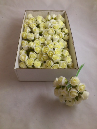 Foam mini rose 2 cm cream (12x12 p.)